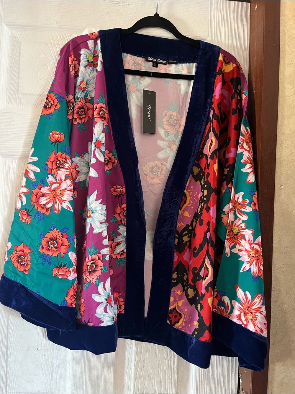 NWT Tolani Analia 3-Piece Sleep Loungewear Set Velvet Trim Boho Patchwork Floral
